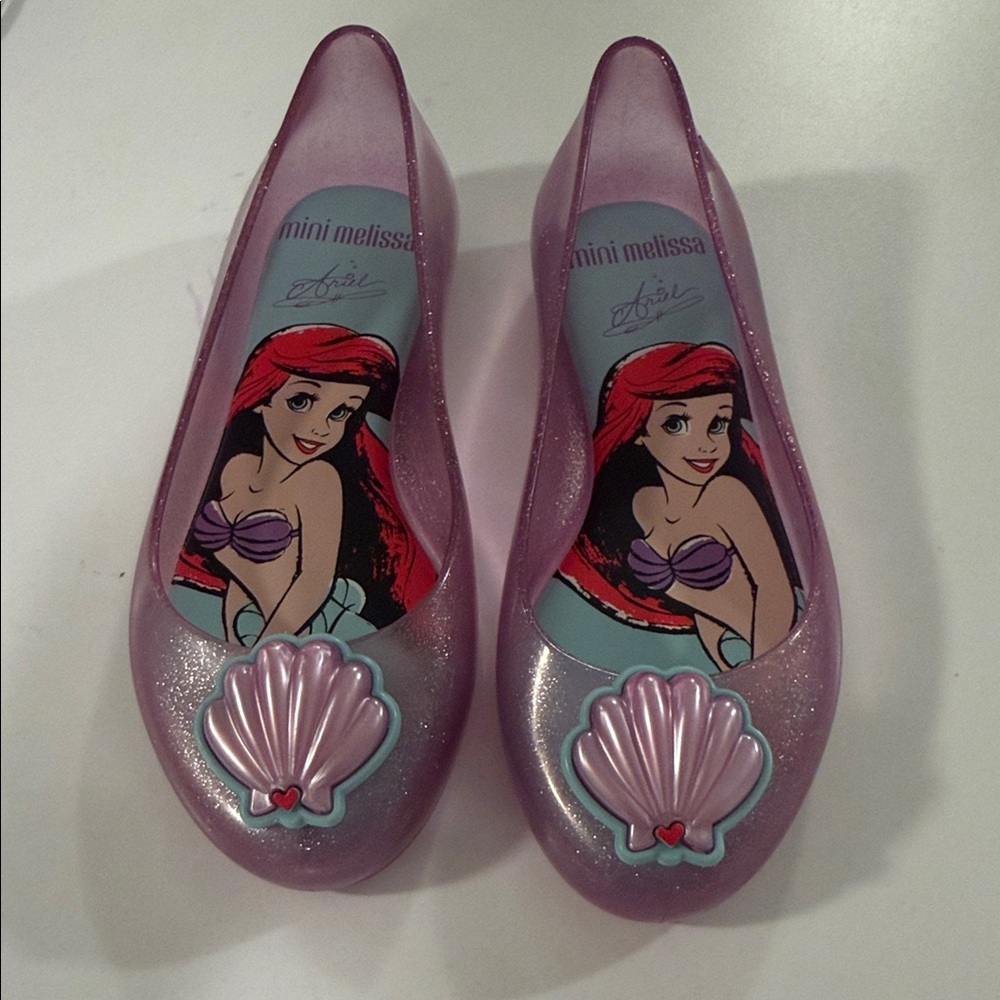 Mini Melissa Sparkle Pink Jelly Flats with Mermaid Shell Detail